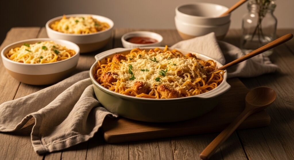 How to Make Baked Chicken Spaghetti That Is Golden Bubbly and Perfect for Feeding a Crowd